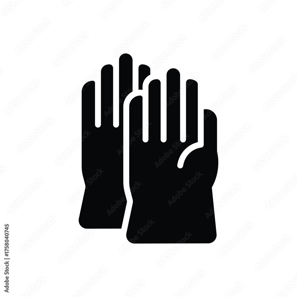 Obraz premium Black solid icon for safety gloves