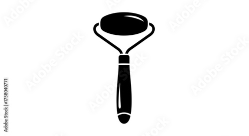 Black silhouette of a dual-ended facial roller with a smooth stone