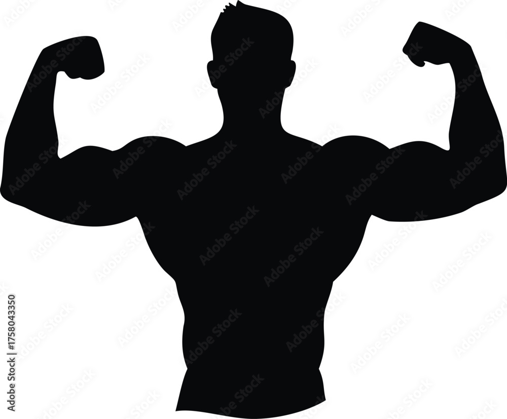 Fototapeta premium Bodybuilder flexing silhouette 