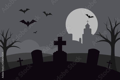 haunted house under full moon