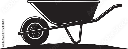 Simple Black and White Wheelbarrow Silhouette