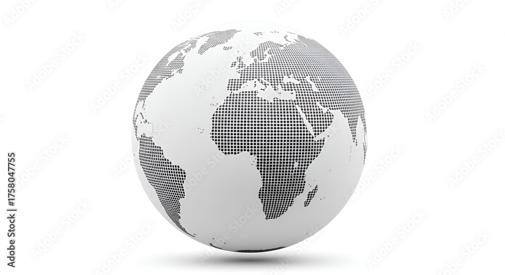 Naklejka premium Stylized Earth Globe with Dotted Pattern on a White Background for Global Concepts