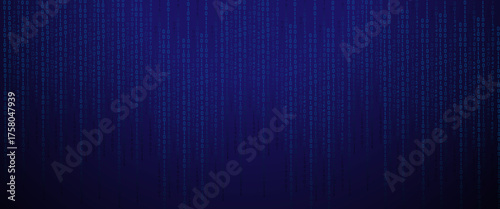 Vector blue glowing binary code rain background. Binary rain concept. Abstract digital Data Cyber security
