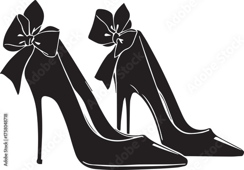 Elegant high heel shoes with bows vector illustration for fashion, style, boutique and feminine design