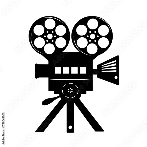 Black and white movie camera icon