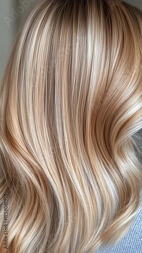 Blonde Wavy Hair With Brown Streaks And Textured Curls Close Up Studio Lighting