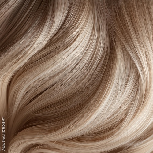 Close up of flowing blonde hair with highlights and shadow detail soft focus studio lighting