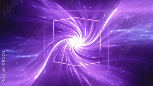 Purple Hexagon Vortex: Sci-Fi Neon Glow Digital Art Background