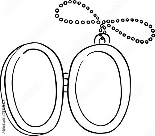 Hand Drawn Locket Outline, Whimsical Wedding Doodle Illustration