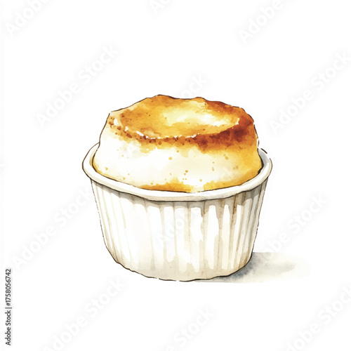 Delicious goldenbrown savory dish a perfect puff pastry served in a small white ramekin.