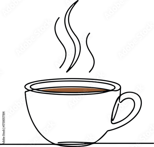 Minimalist One Line Drawing of a Hot Drink