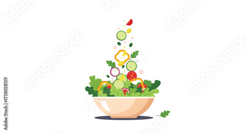 Fresh and healthy mixed green salad with assorted colorful vegetables for a light meal.