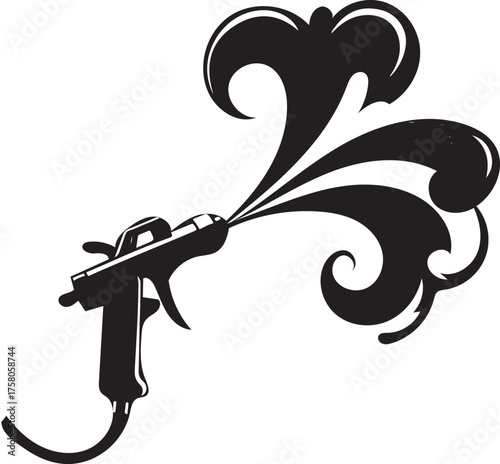Black and white airbrush design spraying decorative pattern silhouette illustration