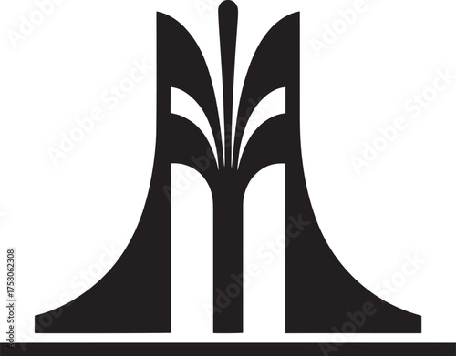 Abstract Black Symmetric Structure Graphic Design Element Art Deco Inspired Emblem Logo