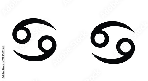 Two black cancer zodiac symbols displayed side by side on a white background