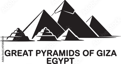 Great Pyramids of Giza Egypt Black Silhouette Vector Isolated Illustration