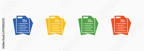 Document Icon Style Color Multiple Collection Set
