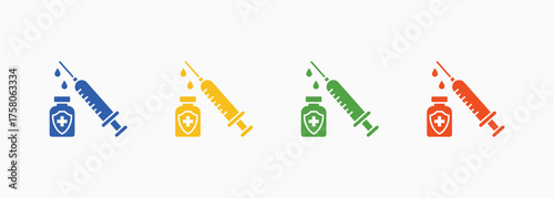 Vaccine Icon Style Color Multiple Collection Set