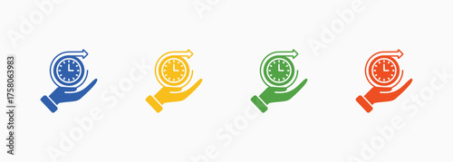 Long Term Icon Style Color Multiple Collection Set
