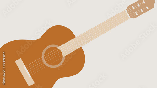 Classic acoustic guitar with warm wood tones, ready for music creation.