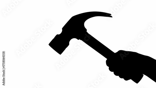 Hand Holding Hammer Ready to Strike Powerful tool for construction and do it yourself projects