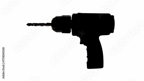Power drill silhouette for construction projects, repair services, and home improvement branding