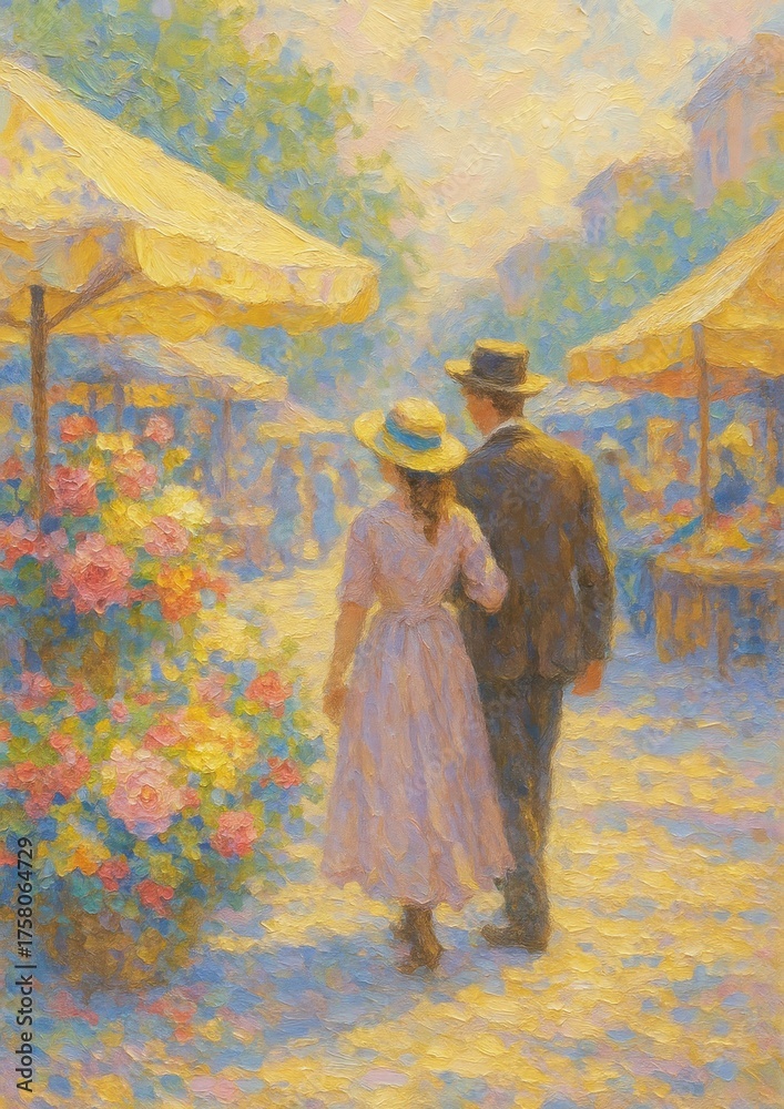 Fototapeta premium Romantic vintage painting scene