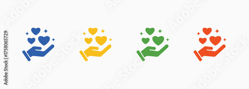 Compassion Icon Style Color Multiple Collection Set