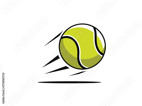 Dynamic tennis ball in motion with speed lines, conveying energy and sport