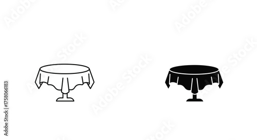 Two table designs with draped cloths one light and one dark
