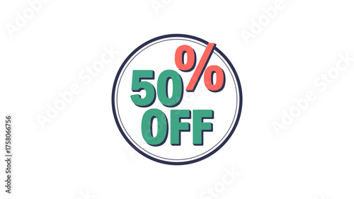 Special offer of fifty percent off, perfect for sales and promotions