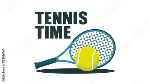 Ready for a fun tennis game with racket and ball illustration