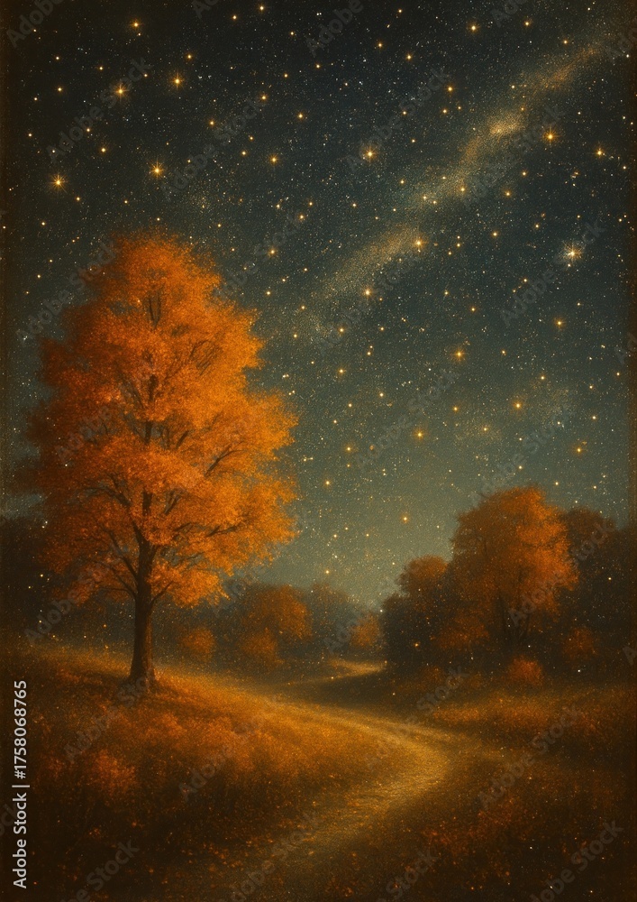 Fototapeta premium Enchanting autumn night sky