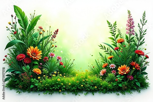 Lush greenery, vibrant flowers, diverse plants , botany, beauty