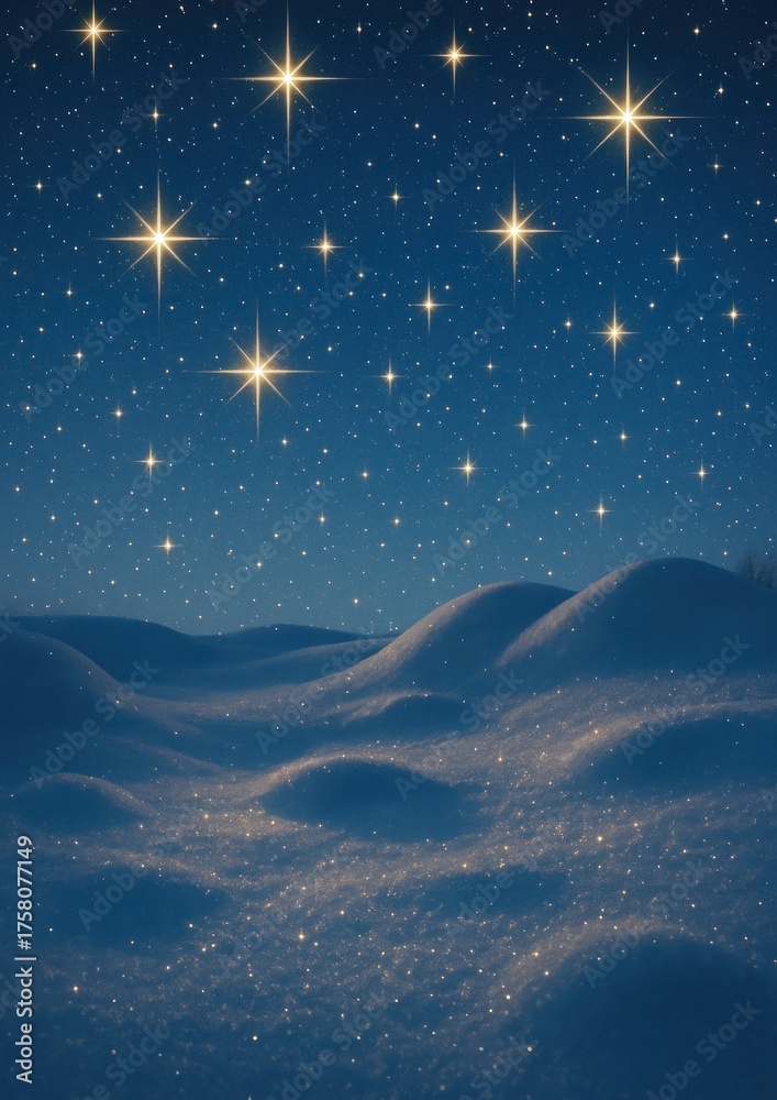 Fototapeta premium Starry night snowy landscape