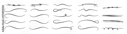 Set of hand lettering with a brush emphasizing lines