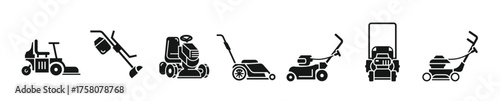 lawnmower icon set simple style