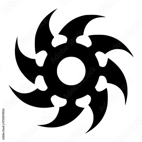 Minimalist abstract tribal tattoo design vector illustration of a swirling vortex or cyclone with sharp edges and circular center vacter Vacter