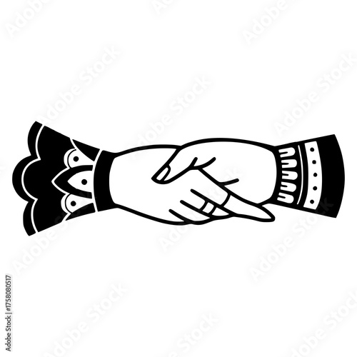 Victorian style arms and hands making a deal