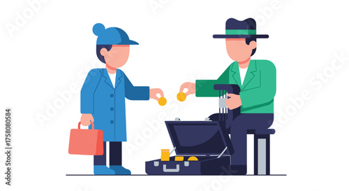 Business Deal Transactions Between Two People Exchanging Money