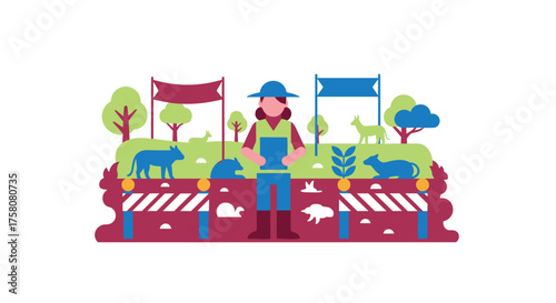 Creative Farm Animal Festival Event Scene Decorations and People