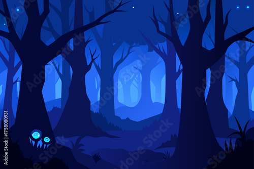 creepy forest blue mist