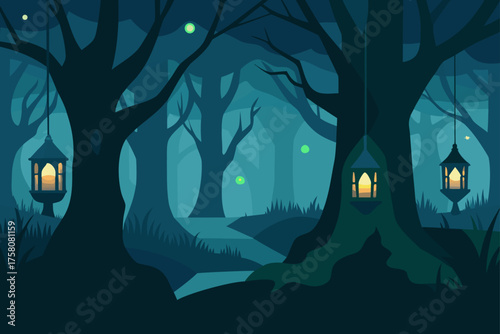 ghostly forest lantern glow