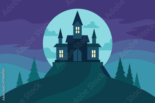 ghostly mansion hilltop