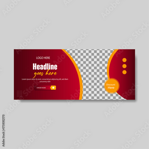 Creative fast food business promotion web banner template design with abstract background, logo and icon. Pizza, burger & healthy food business promotion flyer. Vector template for sale ads.