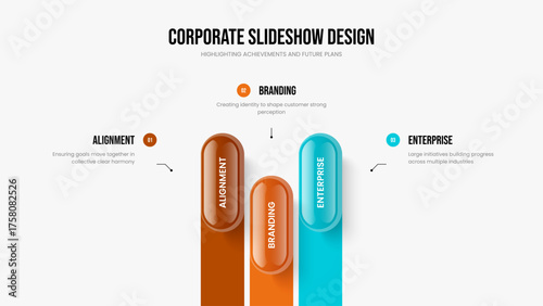 Market Forecast 3 Element Infographic Slide Design. Consulting Planning Three Option Diagram Slideshow Layout. Marketing Plan Presentation Template Vector Illustration.