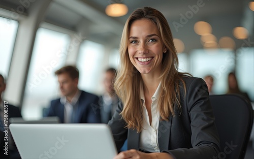 Smiling travel agent looking at camera. High quality