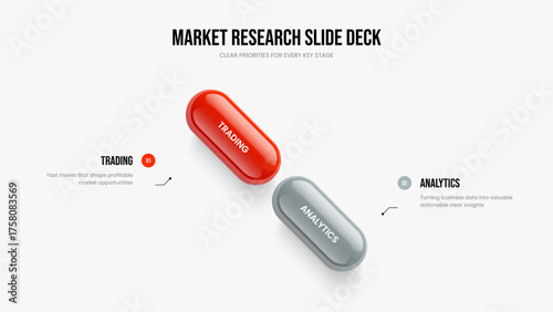 Visual Analysis Slideshow Layout Vector Illustration. Consulting Showcase 2 Element Diagram Frame Design. Sales Report Two Step Infographic Slide Template.