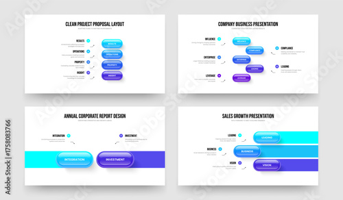Product Briefing 4 5 2 3 Element Infographic Frame Layout Collection. Service Campaign Four Five Two Three Step Diagram Slideshow Design Vector Illustration Bundle.