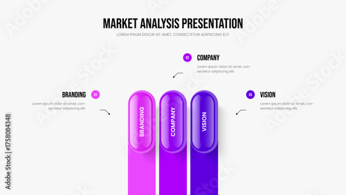 Digital Report Three Option Infographic Slide Design. Business Visualization 3 Step Diagram Presentation Template. Professional Review Frame Layout Vector Illustration.